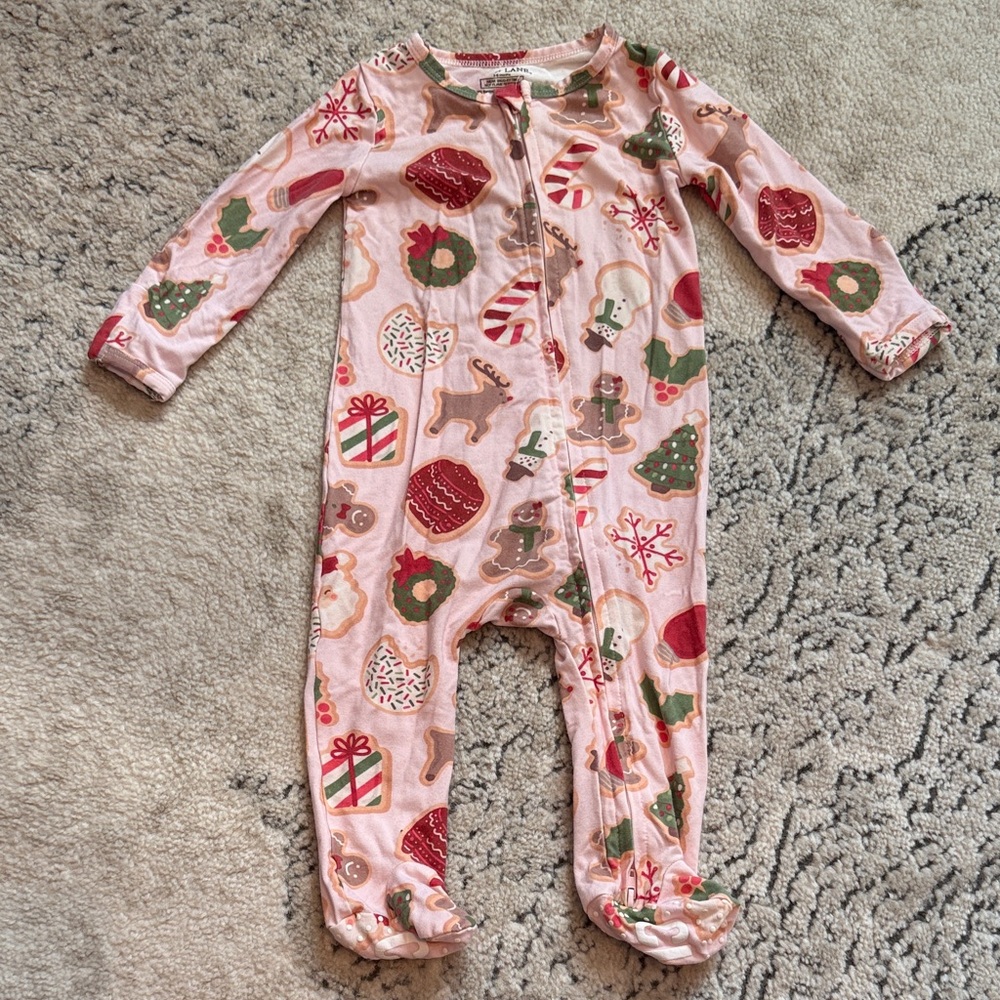 LIKE NEW- Caden Lane Pink Christmas Cookie Footie